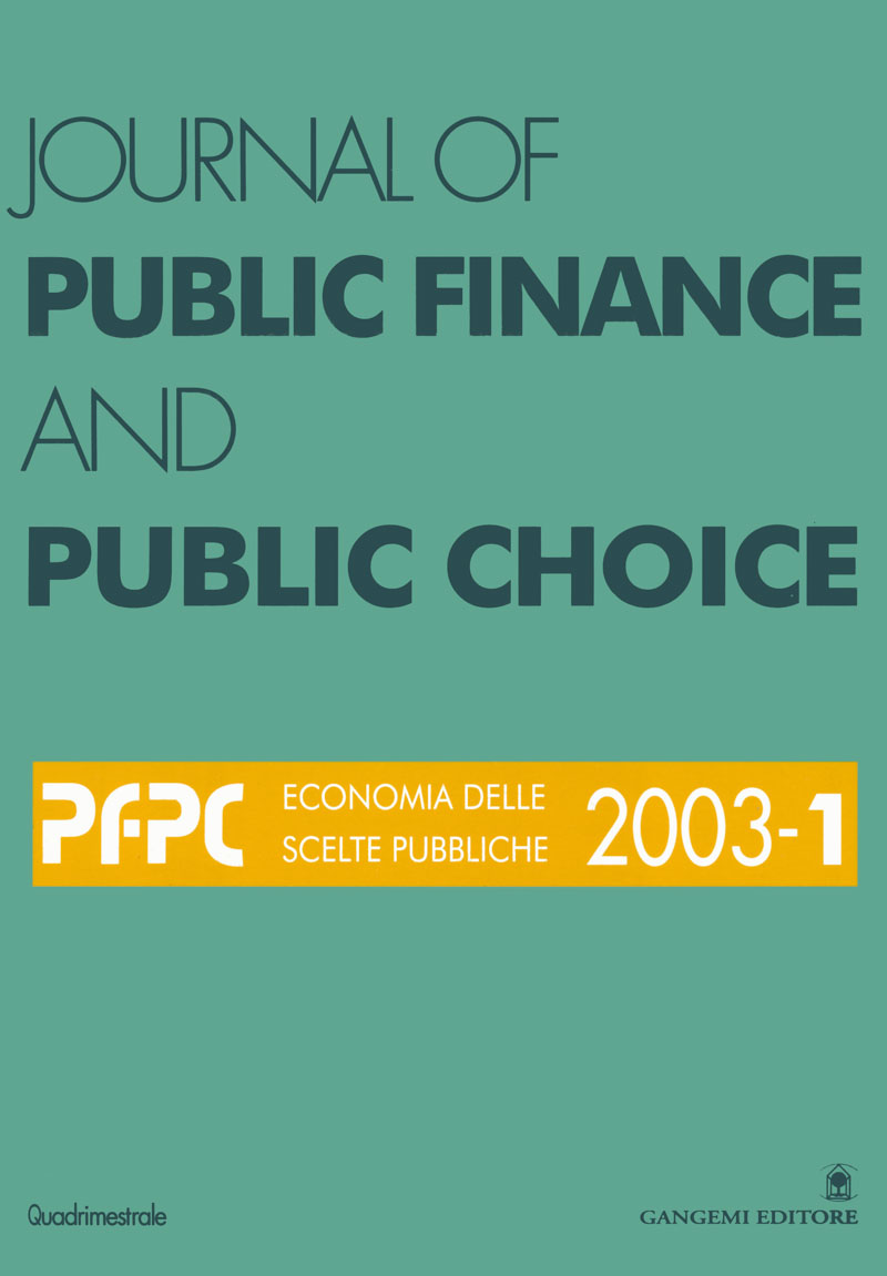 Journal of Public Finance and Public Choice n. 1-2003