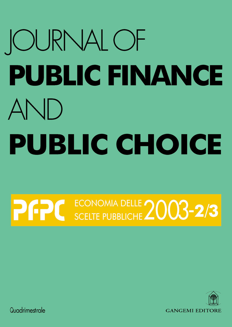 Journal of Public Finance and Public Choice  n. 2/3-2003