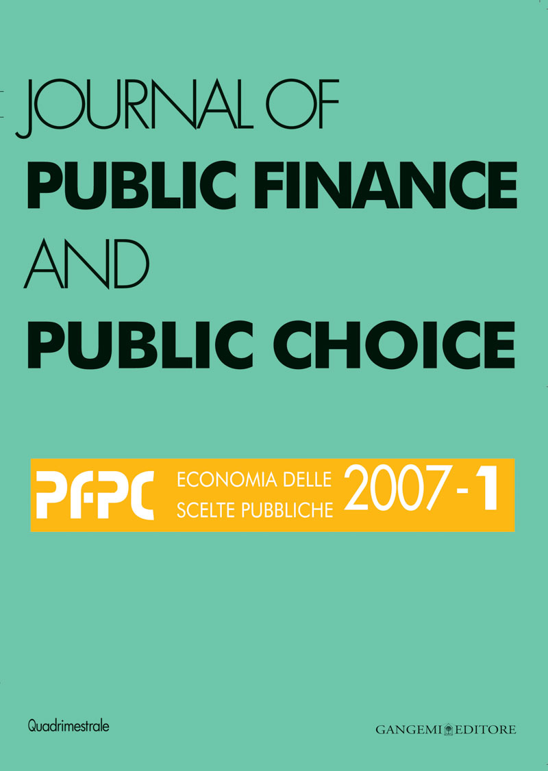 Journal Of Public Finance and Public Choice n. 1/2007